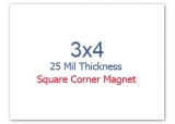 3x4 inch Custom Printed Square Corner Full Color Magnets 25 mil