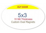 5x3 Inch Custom Oval Outdoor Safe Full Color Magnets 35 Mil