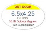 6.5x4.25 Inch Oval Outdoor Custom Full Color Magnets 35 Mil