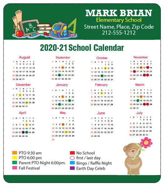 3 5x4 Round Corners School Calendar Magnets 25 Mil Calendar Magnets