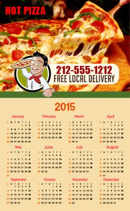 4x6.5 Square Corners Pizza Calendar Magnet 20 mil