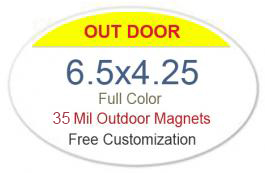 6.5x4.25 Inch Oval Outdoor Custom Full Color Magnets 35 Mil