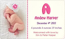 Personalized 3x5 inch Printed Birth Announcement Full Color Round Corner Magnets 20 mil