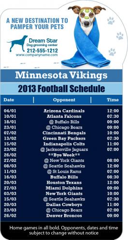 3.875x7.25 in One Team Minnesota Vikings Football Schedule Bar Bump Shape Magnets 25 mil