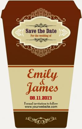 3.5x5.5 inch Coffee Cup Wedding Save the Date Magnets 20 mil
