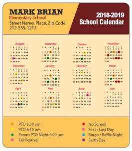 3.5x4 Round Corners School Calendar Full Color Magnets 20 mil
