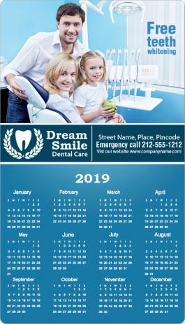 4x7 Round Corners Dental Care Calendar Magnet 25 mil