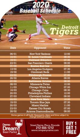 3.25x5.75 in One Team Baseball Schedule Topper Shape Rectangle Magnet 25 mil